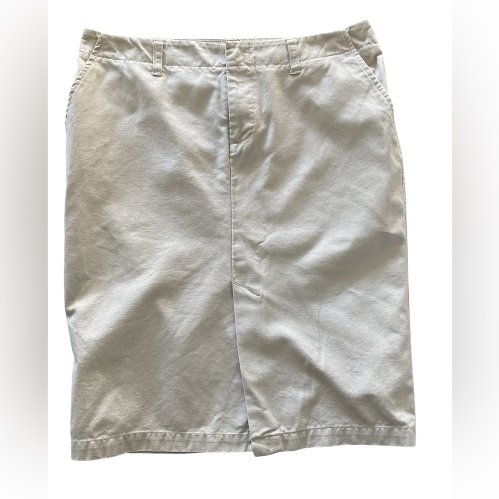 Old Navy khaki front vent pencil skirt, Size 10